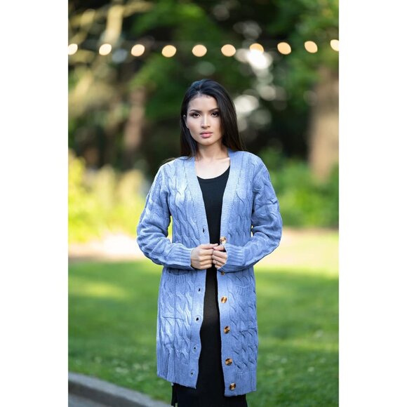 Chunky Open Front Cardigan with Pockets - Perfect for Women’s Fall/Winter Looks - Picture 6 of 6